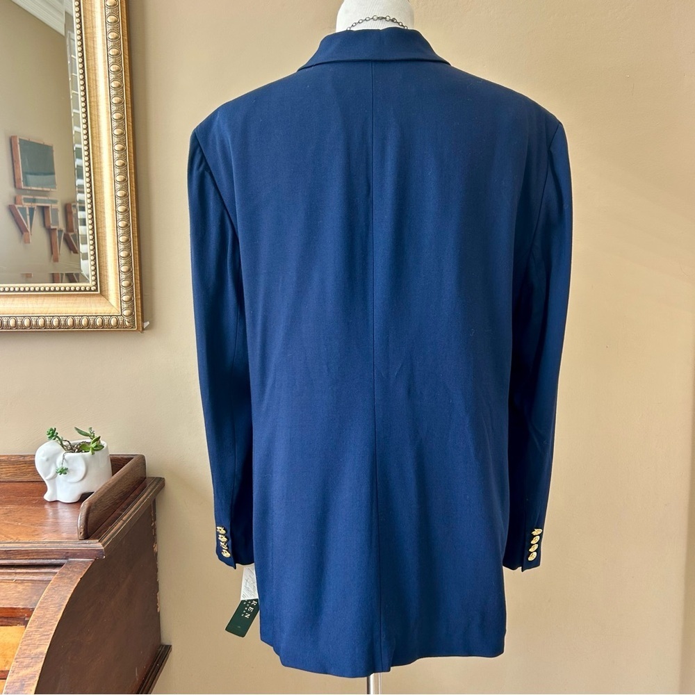 Ralph Lauren Wool Blend Two Button Blazer Navy Blue Gold Crest Buttons 20W NWT - Picture 7 of 11